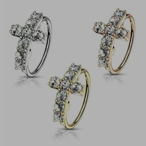 20GA Bendable Hoop with CZ Paved Cross